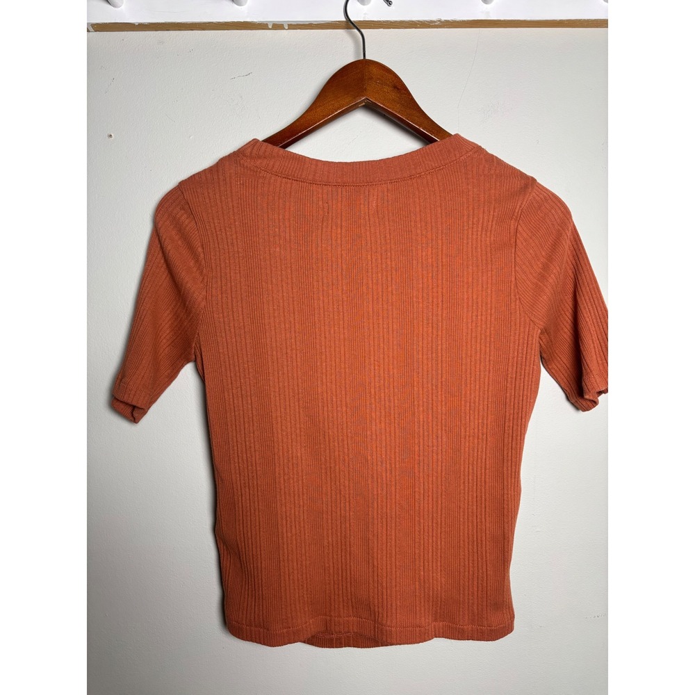 Madewell Ribbed Button Front Cardigan & Tank Set Rust Orange Small - Picture 3 of 6